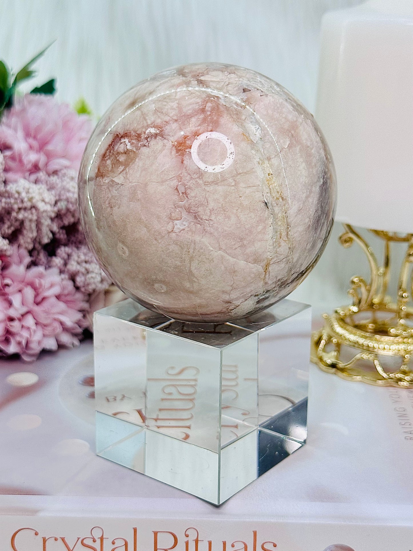 Classy & Absolutely Beautiful Large 641gram Pink Amethyst Sphere from Brazil On Silver Stand (Glass stand in pic is display only)
