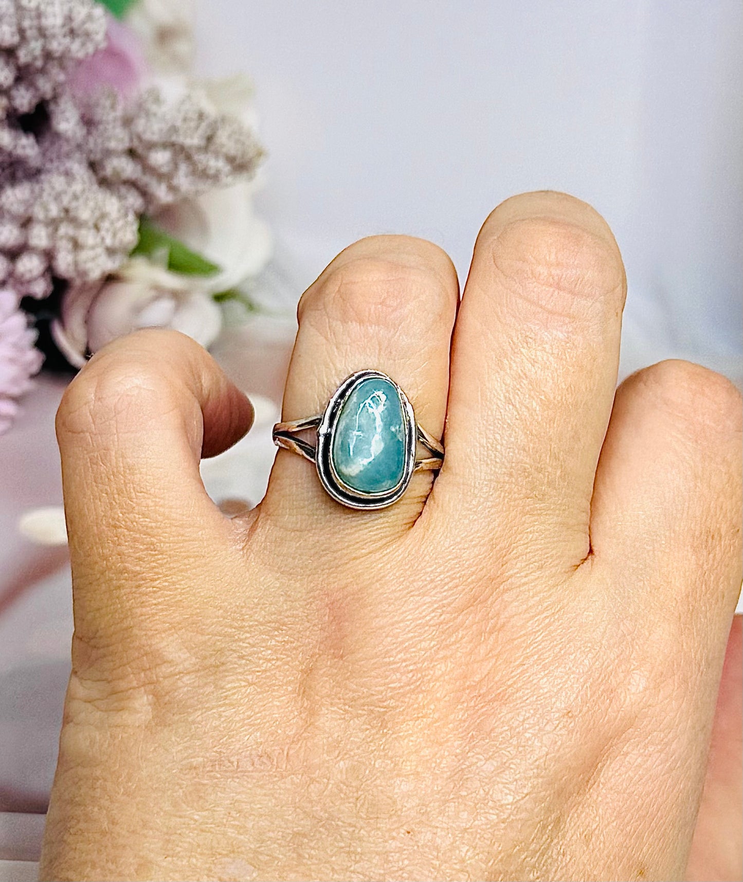 Larimar Adjustable Ring In Gift Bag