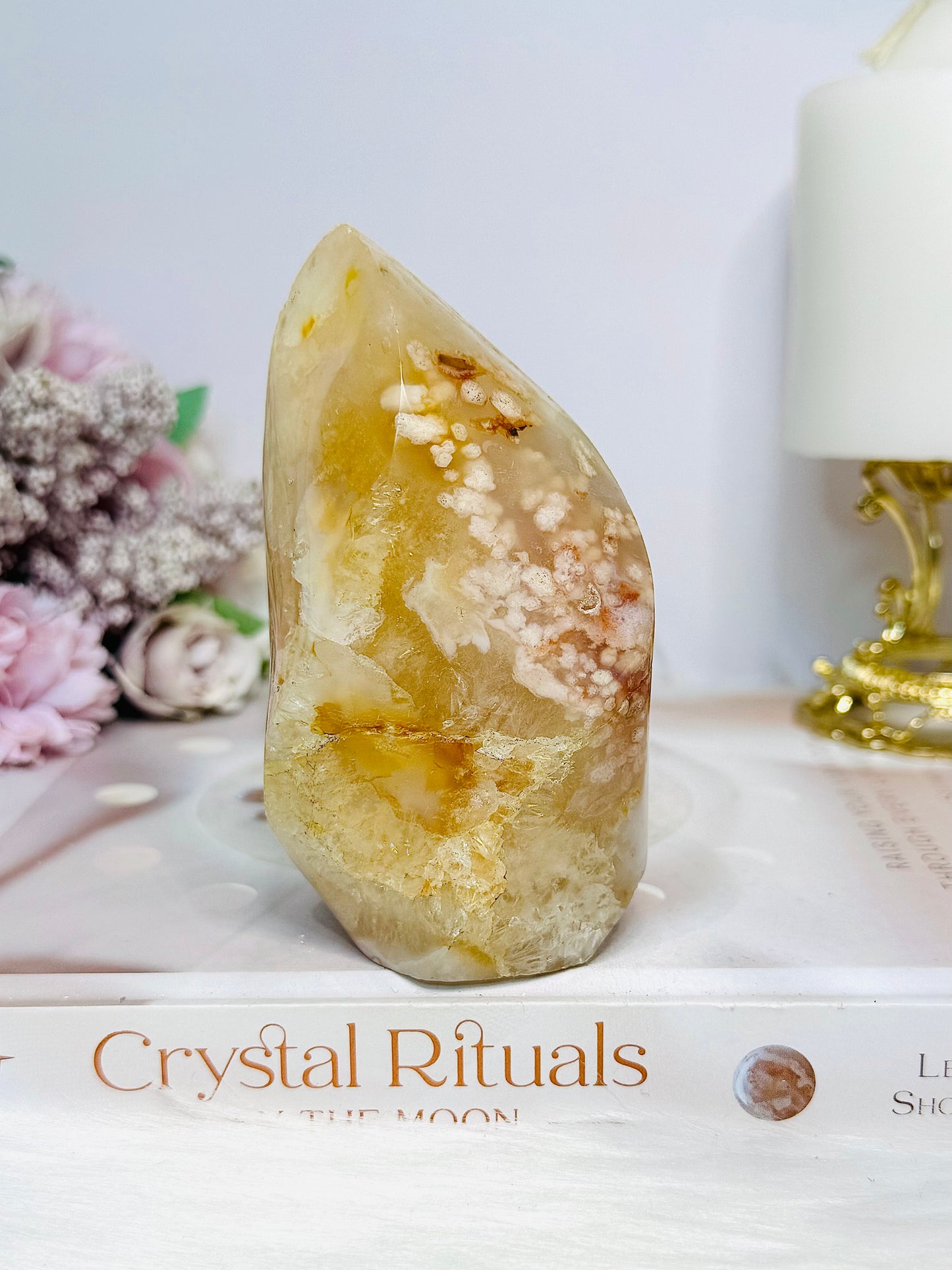 Chunky Flower Agate Flame 10cm 431g