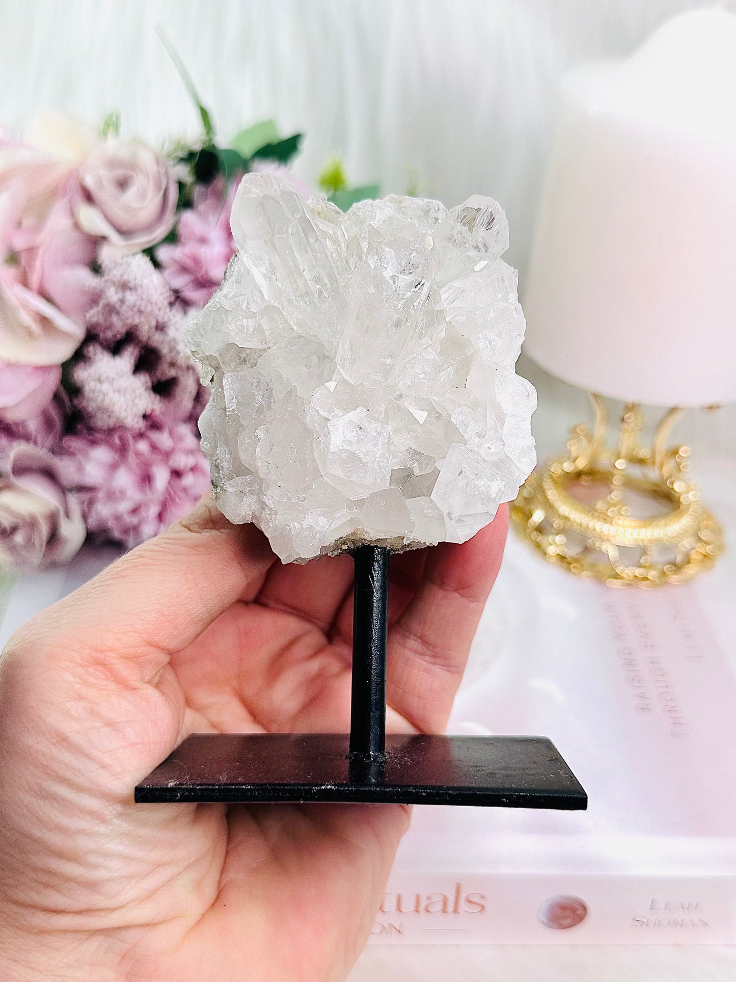 A Master Healer ~ Incredible Natural High Grade Clear Quartz Cluster on Stand From Brazil 287grams
