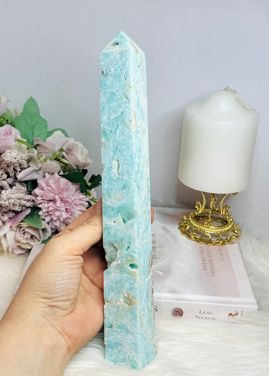 Large Blue Hemimorphite Druzy Raw Tower 26.5cm