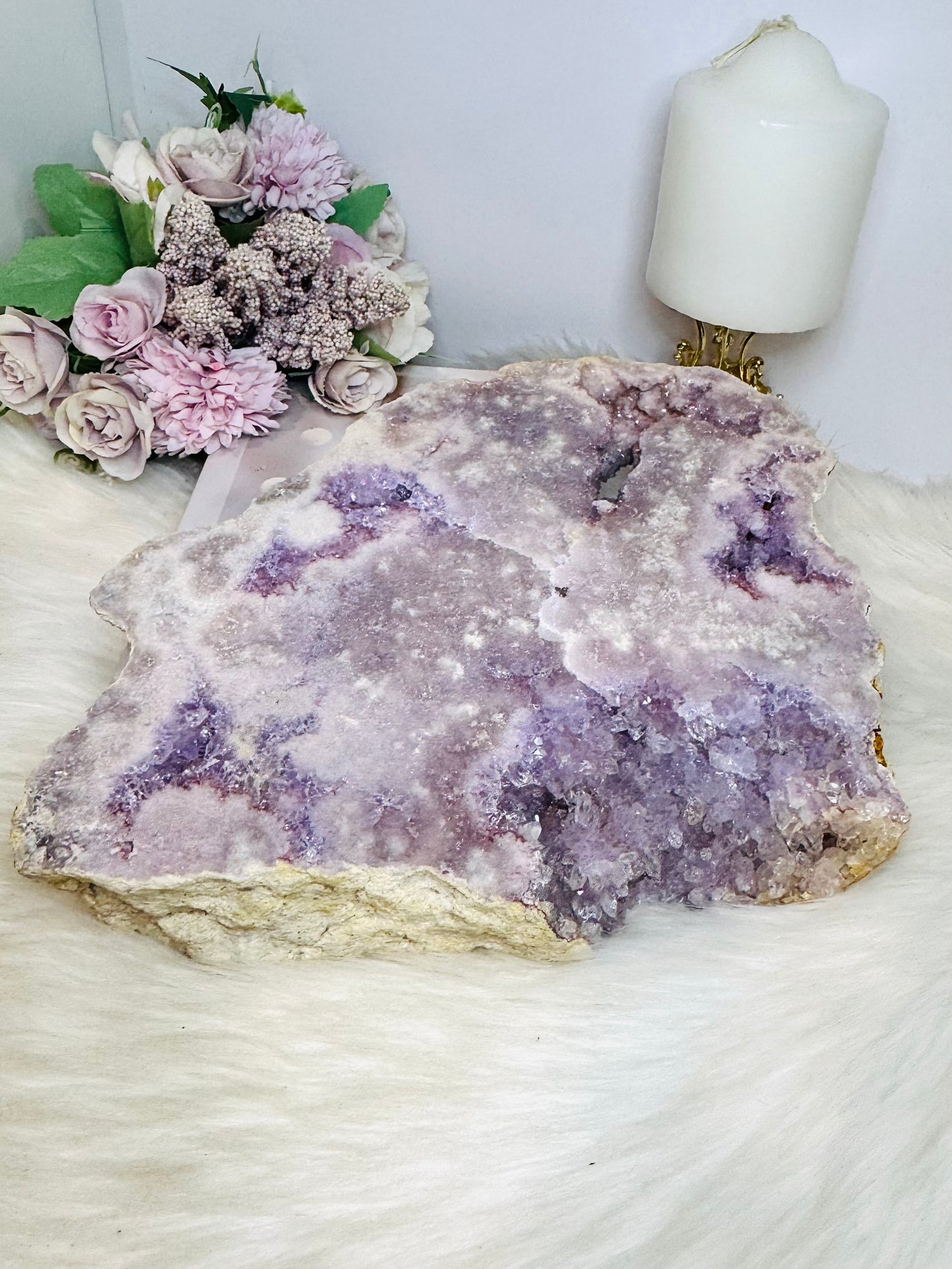 High Grade Pink Amethyst Large Druzy Slab 21.5cm 2.4KG
