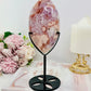 Rare High Grade Pink Amethyst X Flower Agate Freeform on Stand 21cm