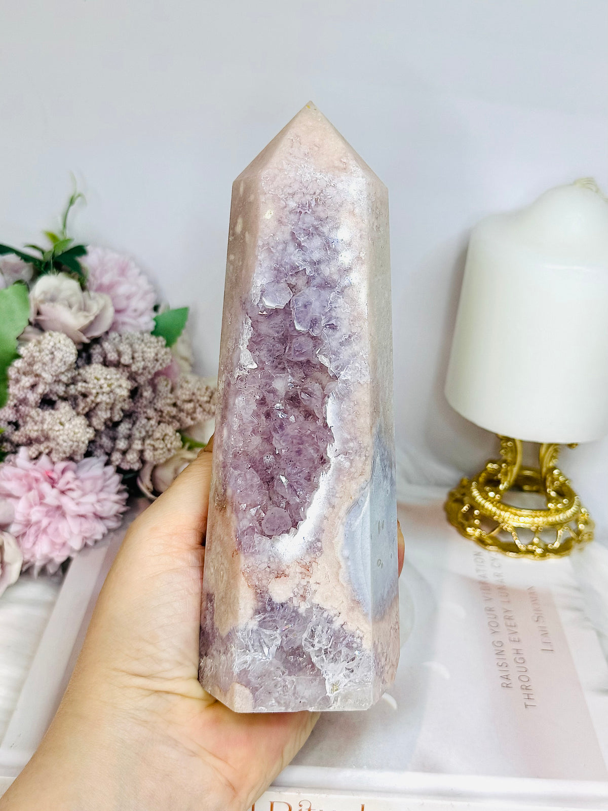 Large Pink Amethyst Druzy Tower 17.5cm 753g