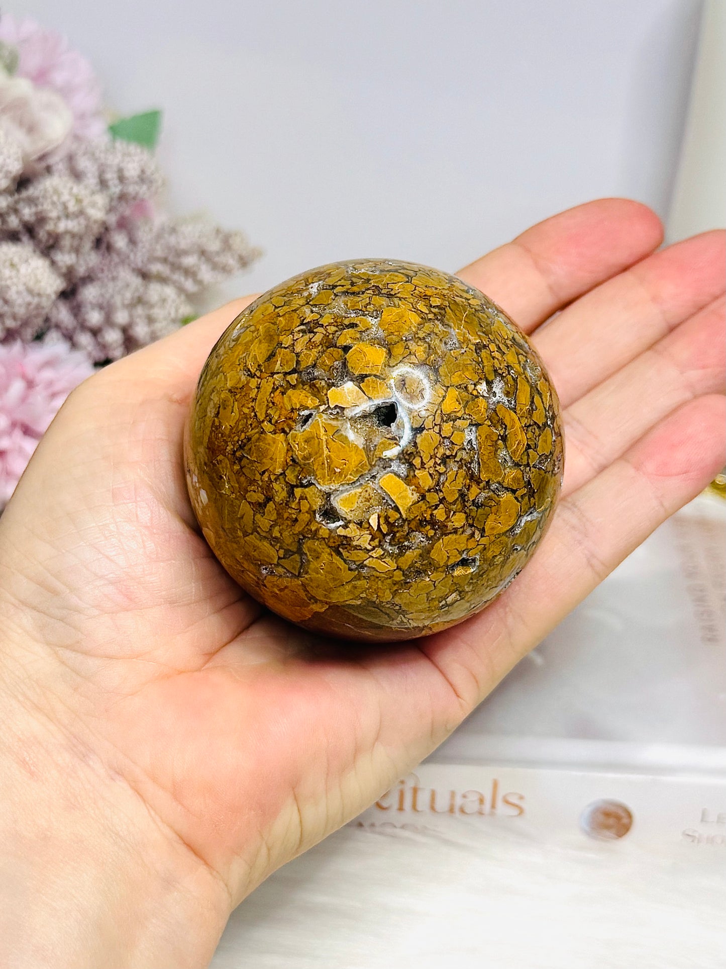 Brecciated Jasper Druzy Sphere on Stand 340g