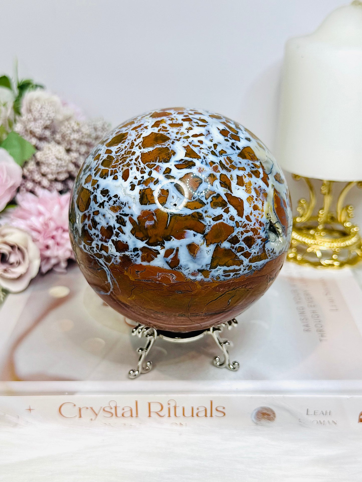 Large Brecciated Jasper Sphere on Stand 1.34KG