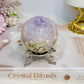 Flower Agate X Amethyst Sphere on Stand 280g