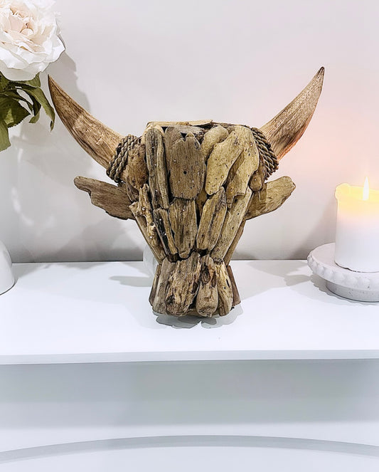 Gorgeous Chunky Large 30cm Driftwood Bull Head