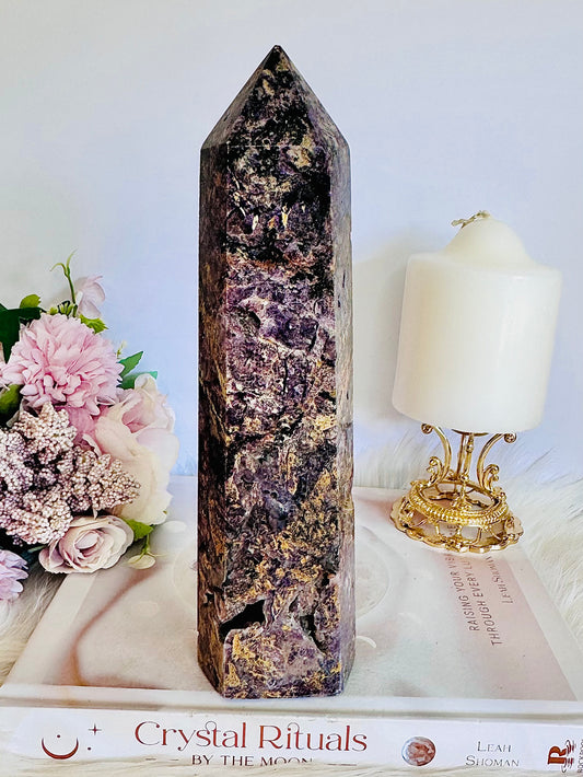 Huge Chunky 1.08KG 21.5cm Natural Charoite Carved Tower | Generator