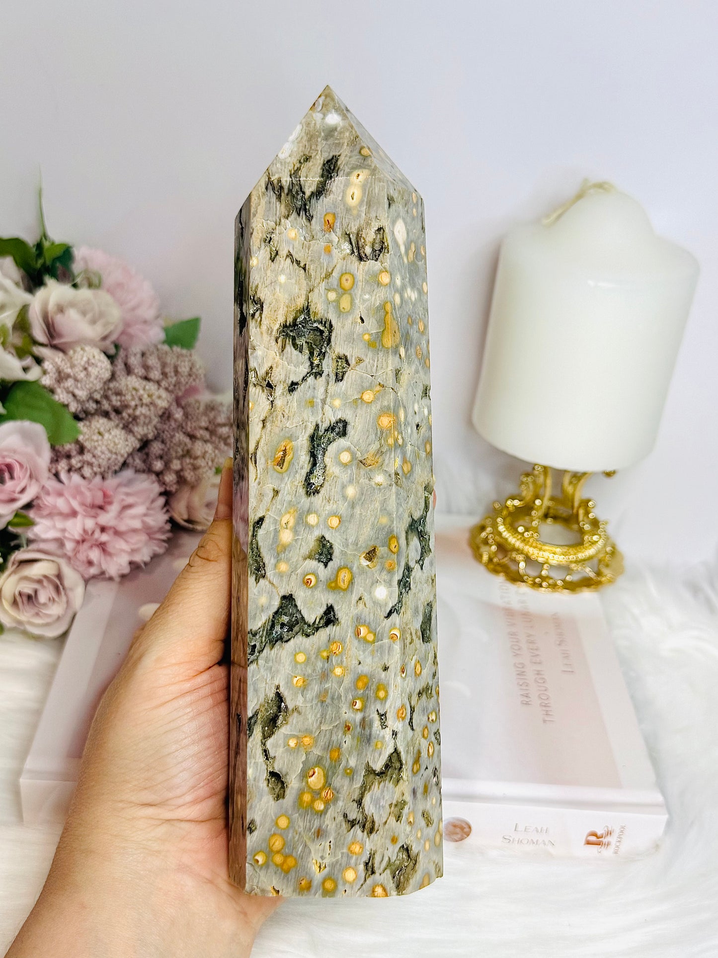 Large Ocean Jasper Druzy Tower 21.5cm 971g