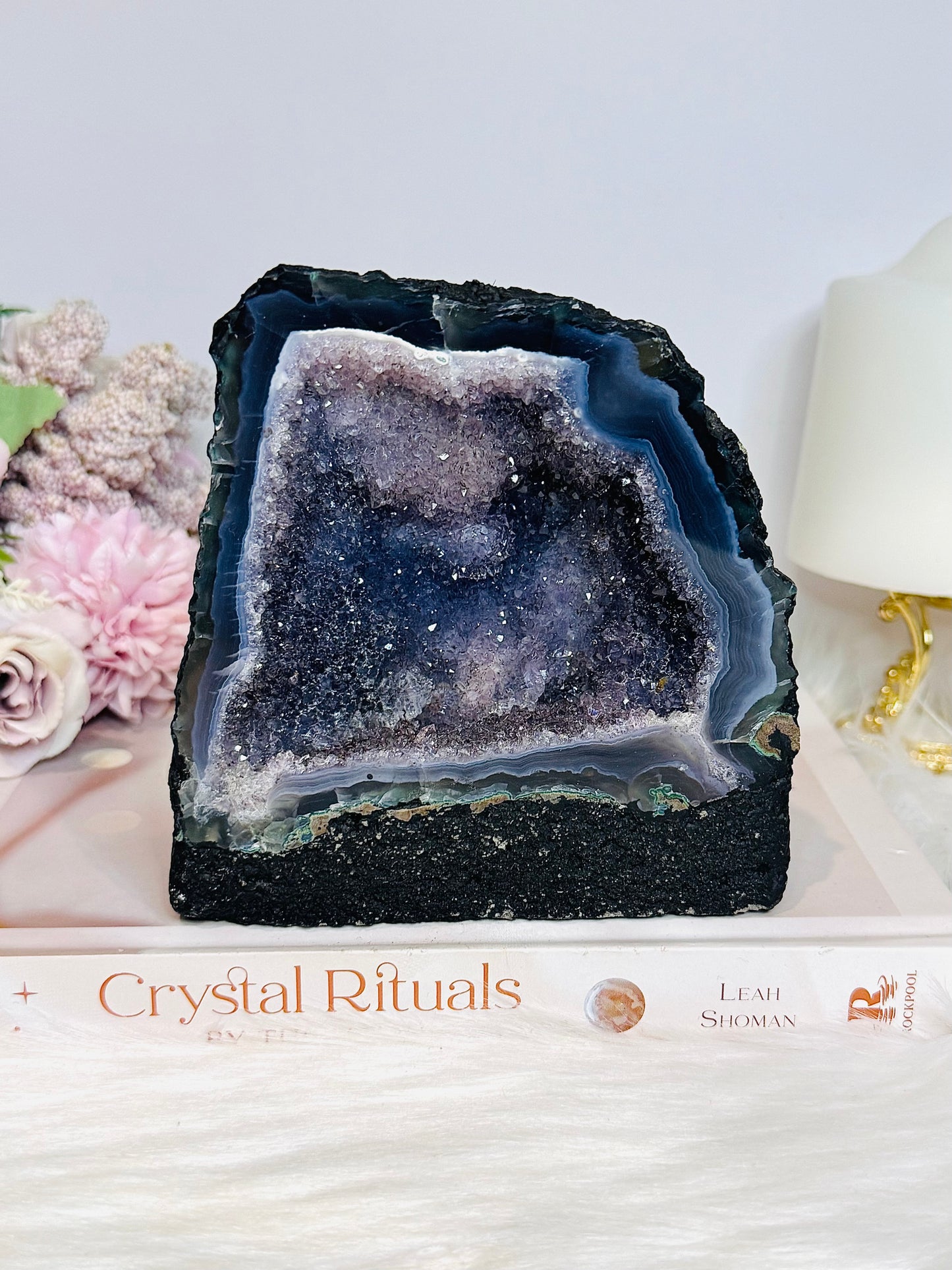 Large Amethyst Agate Druzy Cave 14cm 1.01KG