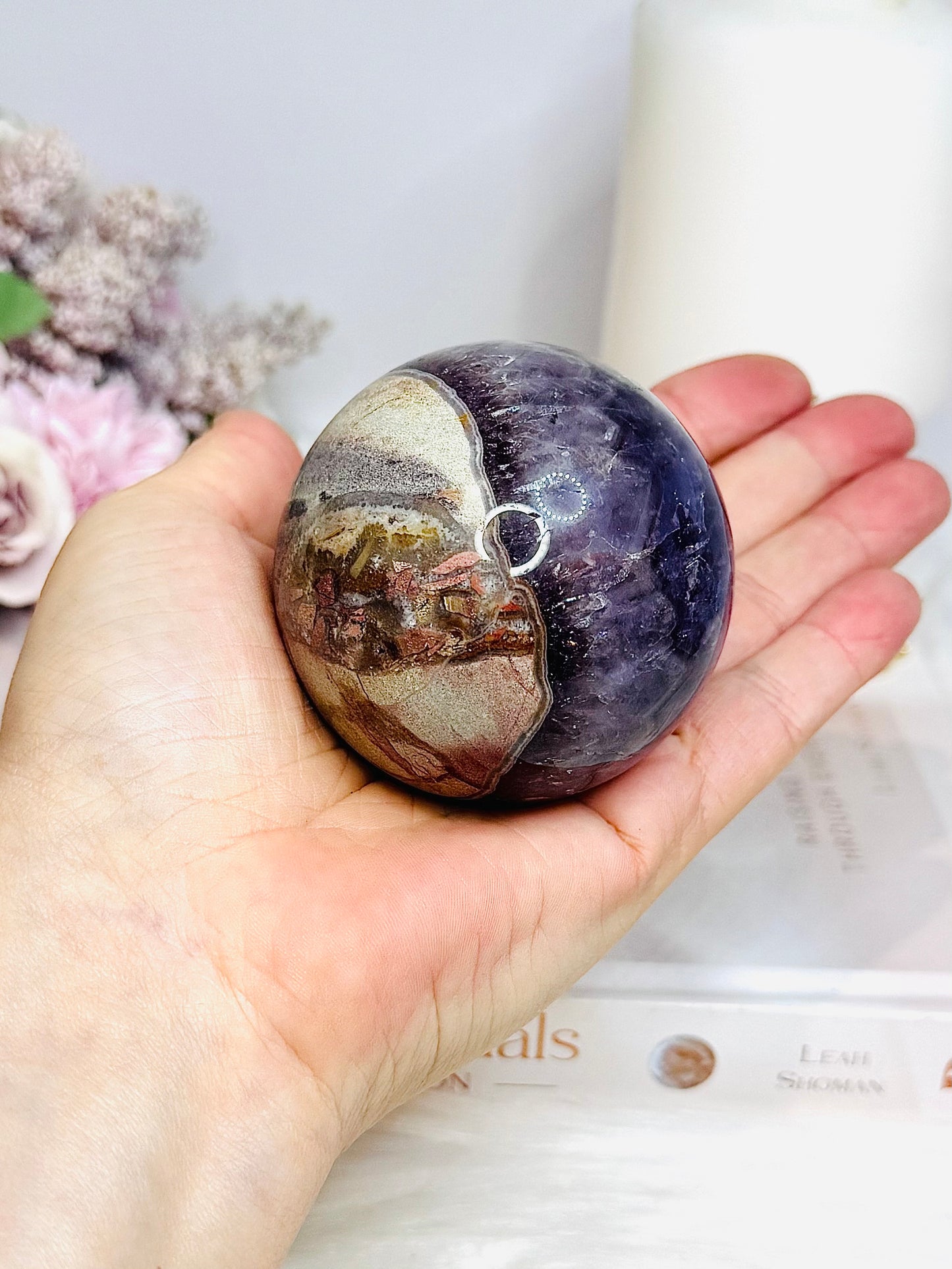 Crazy Lace Amethyst Sphere on Stand 326g