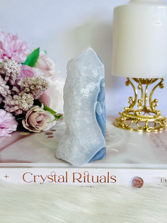 Blue Lace Agate Druzy Tower 10cm