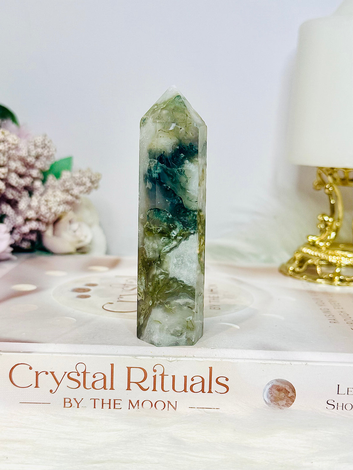 Moss Agate Tower 9cm
