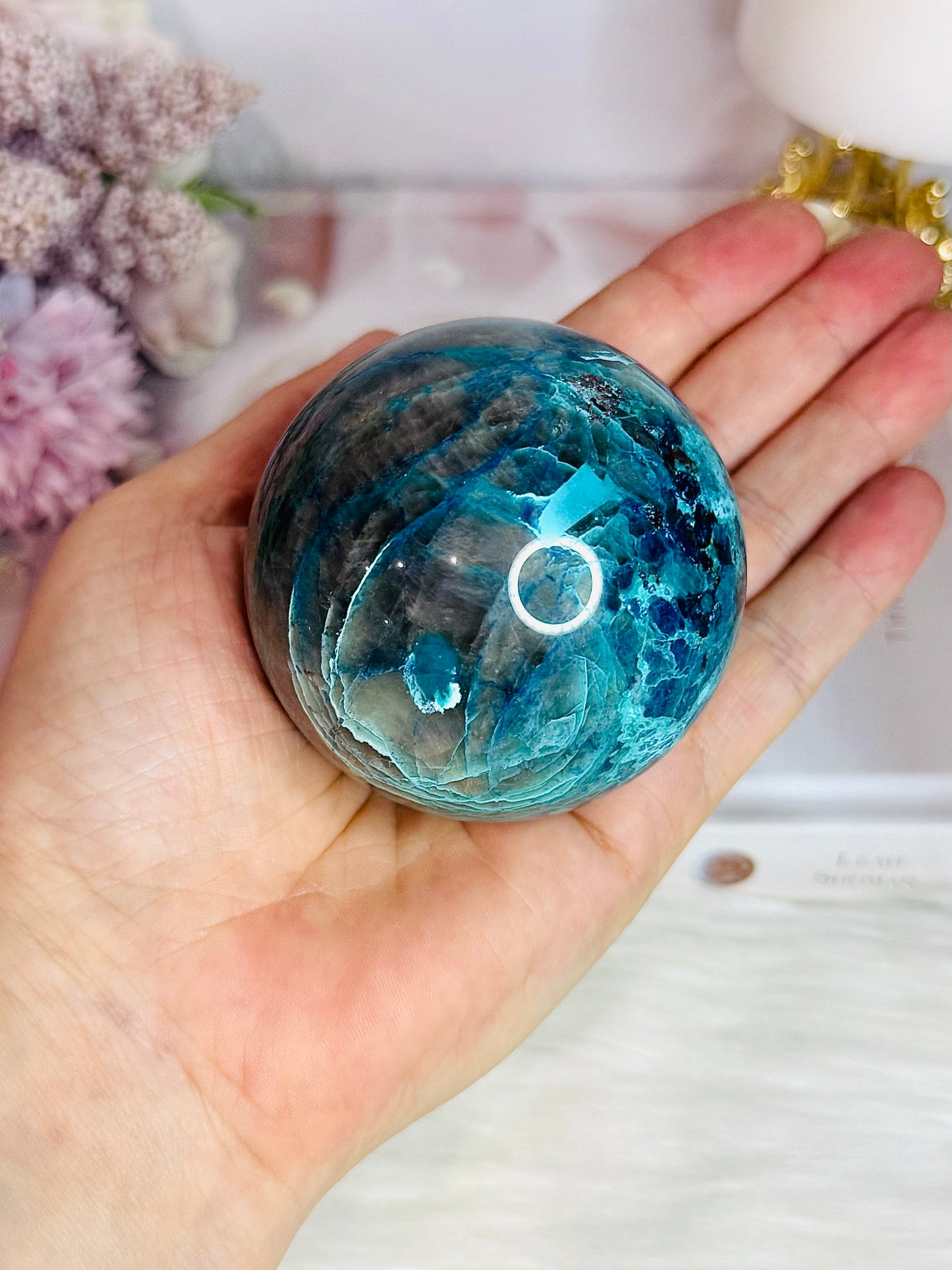 Absolutely Incredible High Grade Chrysocolla Sphere on Stand 339grams