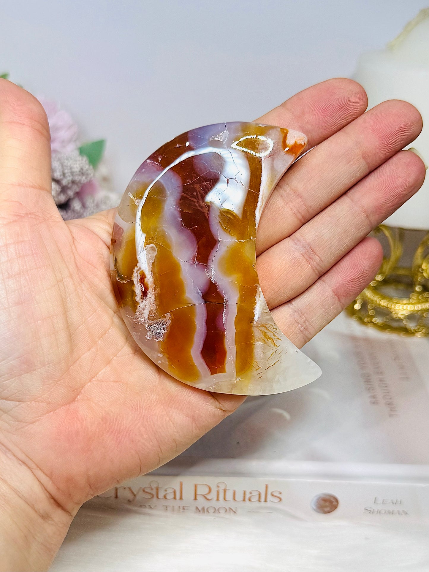 Carnelian Carved Moon 8.5cm