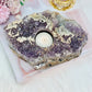 Stunning Large 1.26KG 20cm Amethyst Cluster Candle Holder With Gorgeous Calcite Inclusions From Brazil