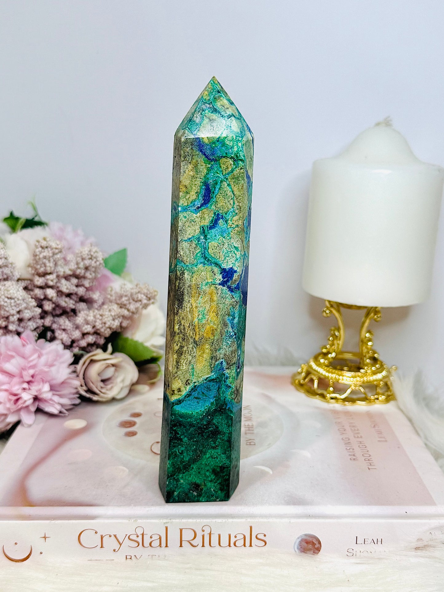 Large Azurite Tower 18cm High Grade