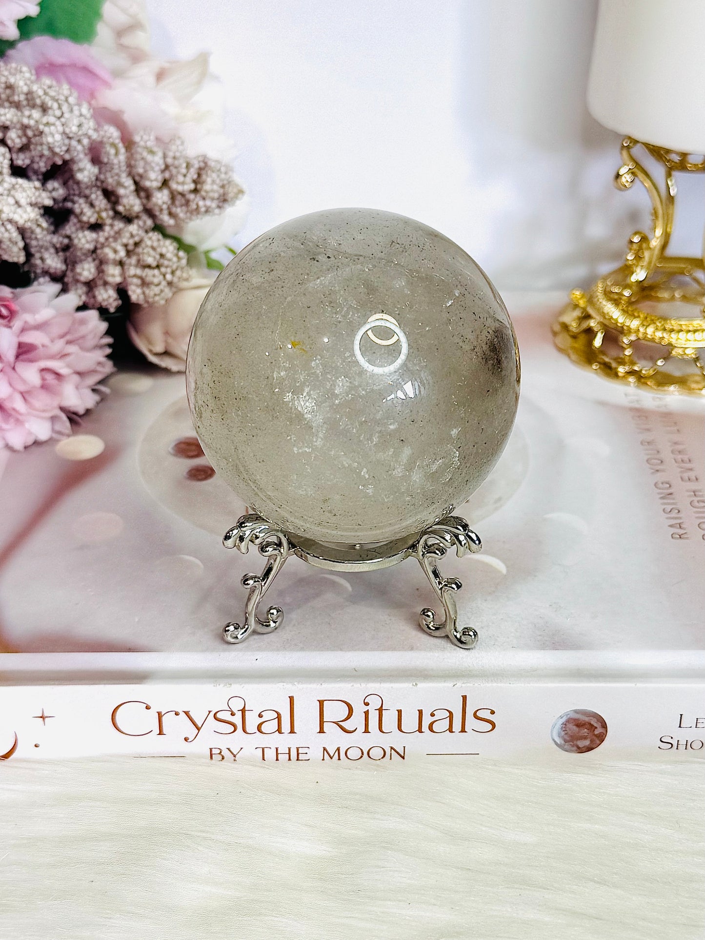 Large Garden Quartz Sphere On Stand 378grams