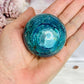 Stunning Natural High Grade Chrysocolla Carved Sphere on Stand 238grams