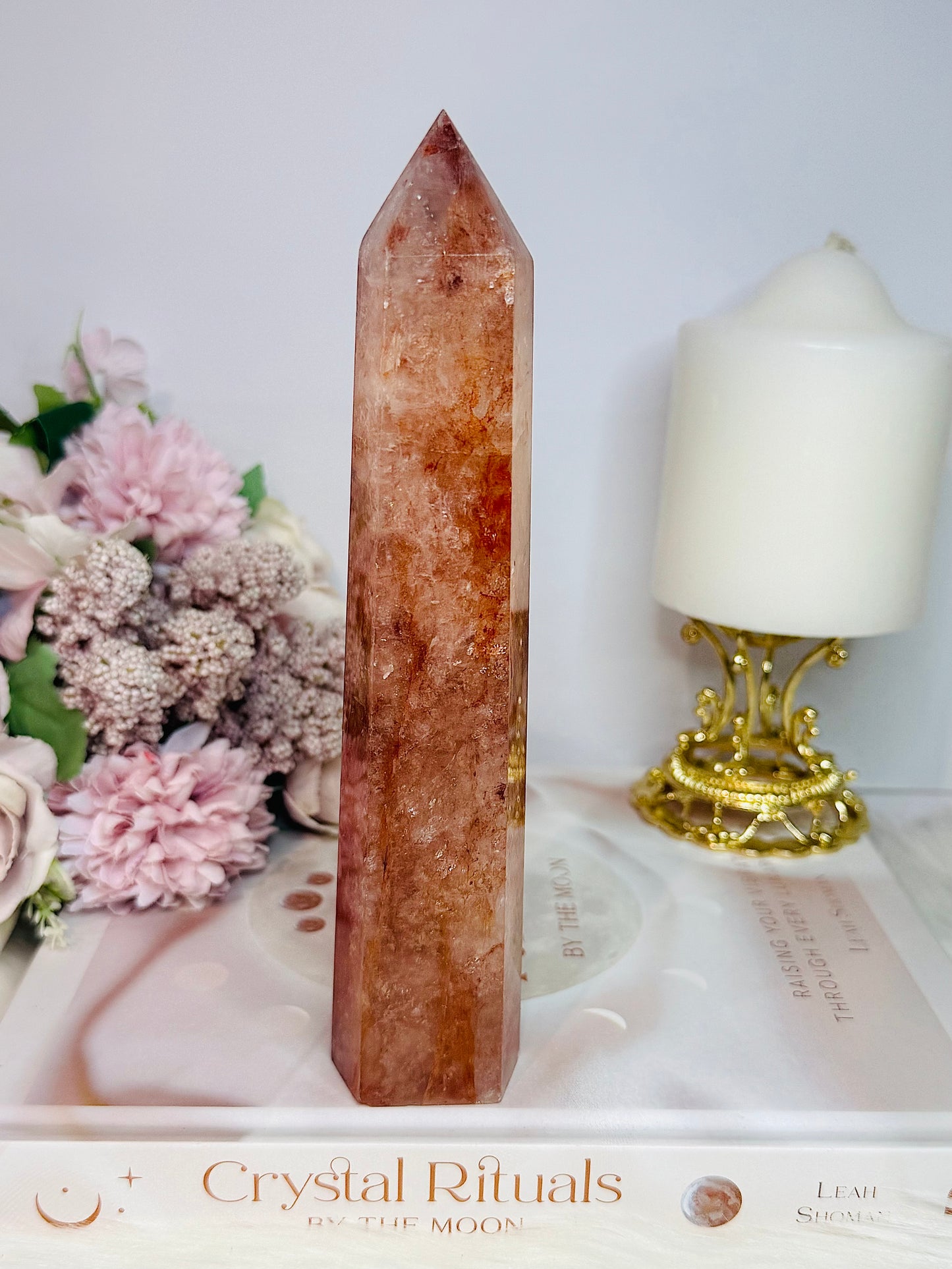 Beautiful Tall 18cm Fire Quartz Tower