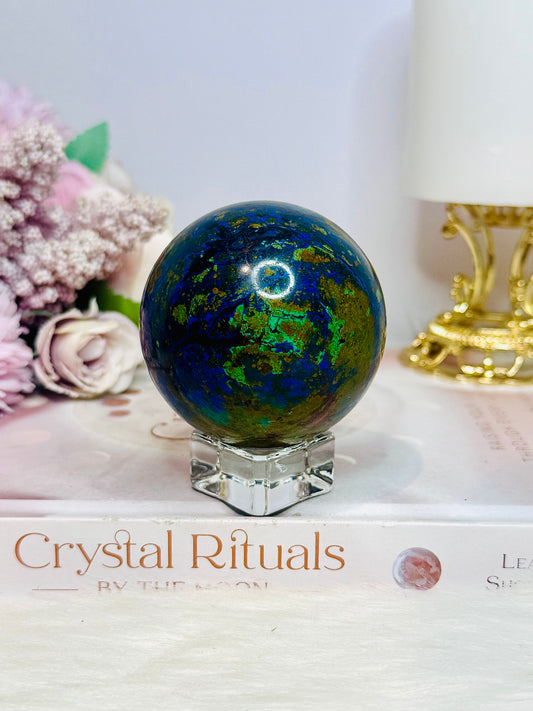 Azurite Stone Sphere on Stand 301g