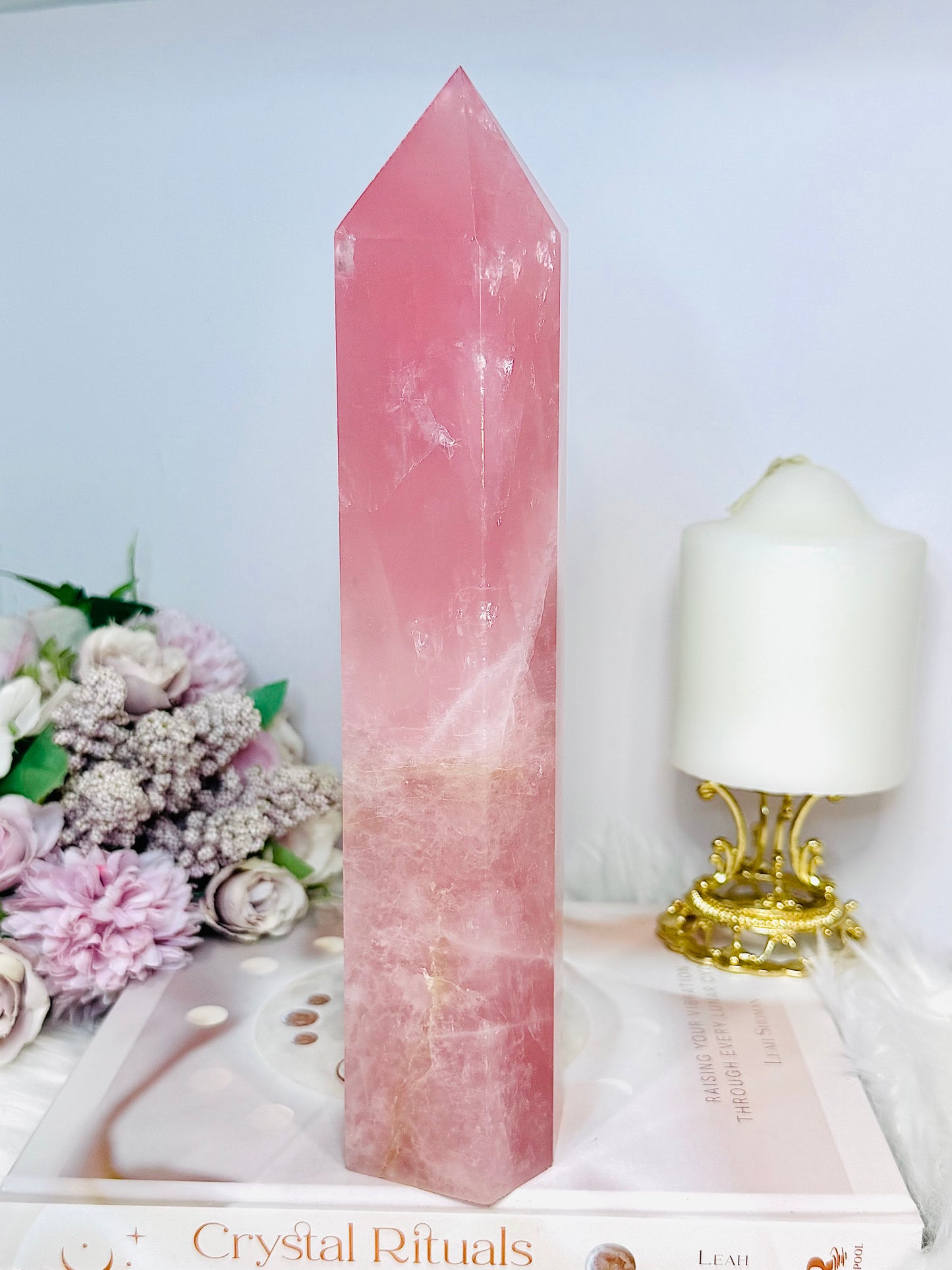 Large High Grade Rose Quartz Tower 25cm 1.08KG