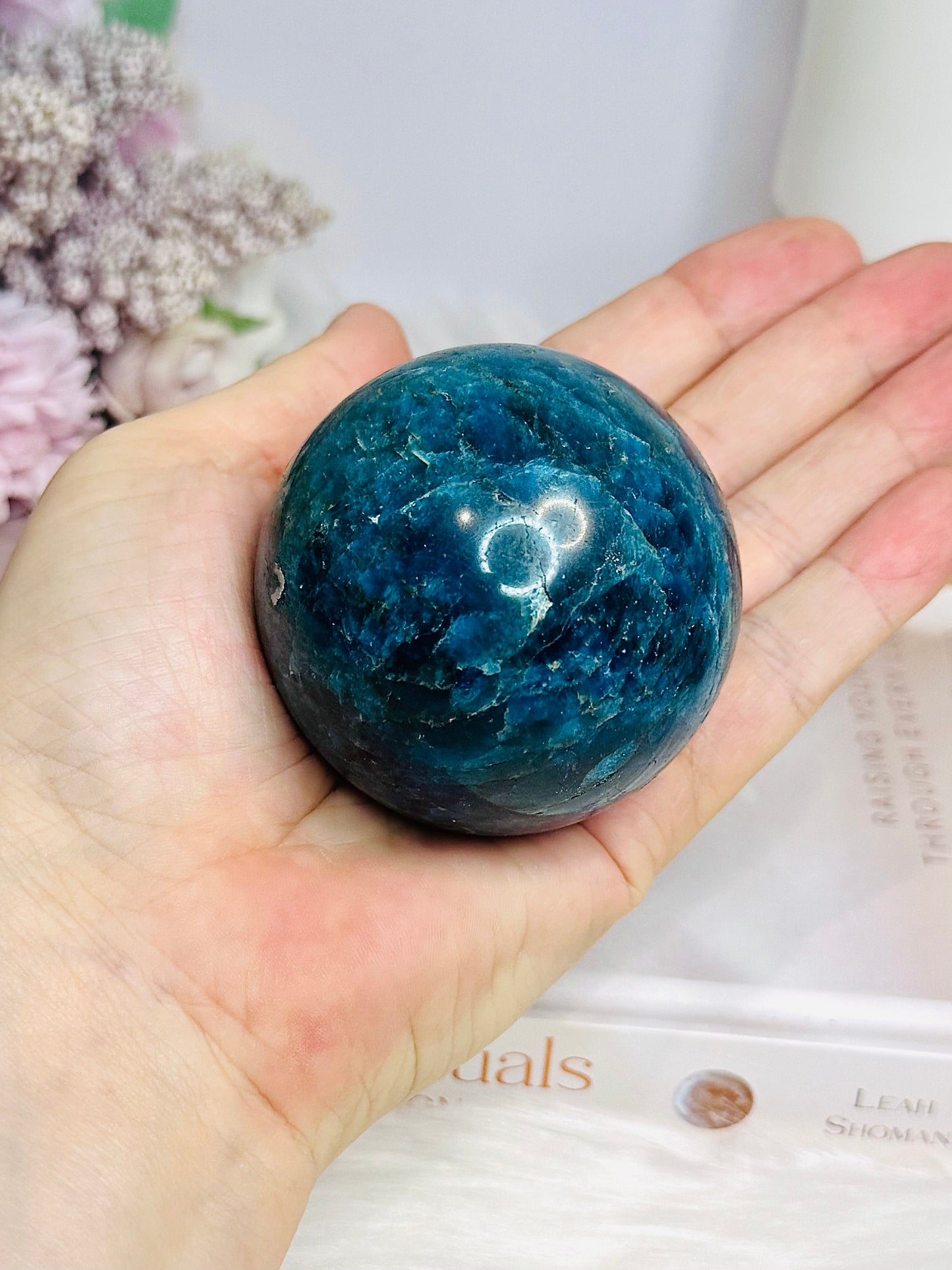 Blue Apatite Sphere on Stand 350g