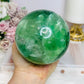 Huge Green Fluorite Sphere with Rainbows On Tall Glass Stand 1.4KG (stand can be changed)