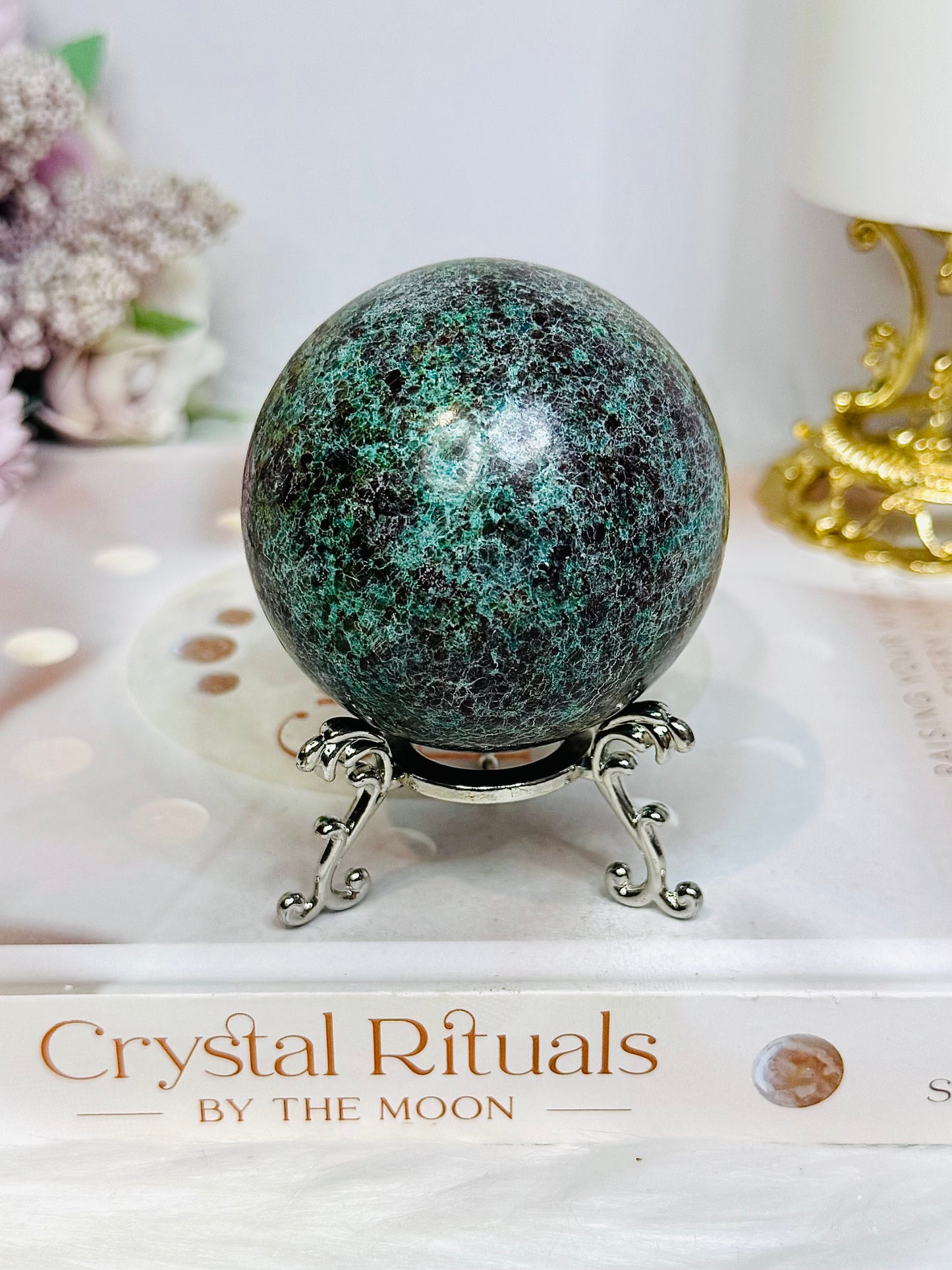 Large African Turquoise Sphere on Stand 294g