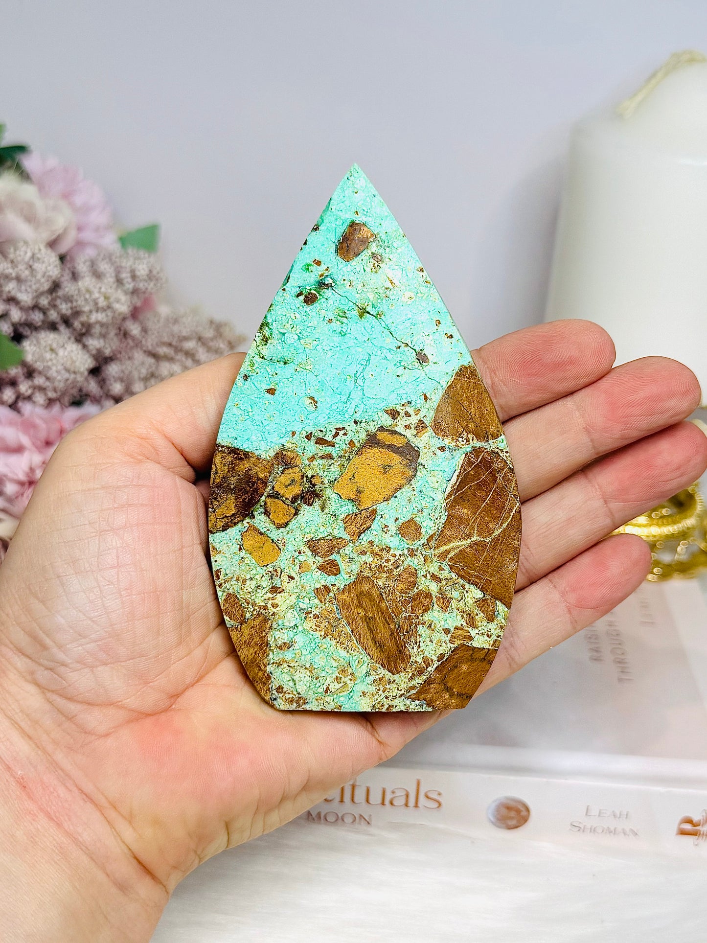 Variscite Carved Flame 11cm