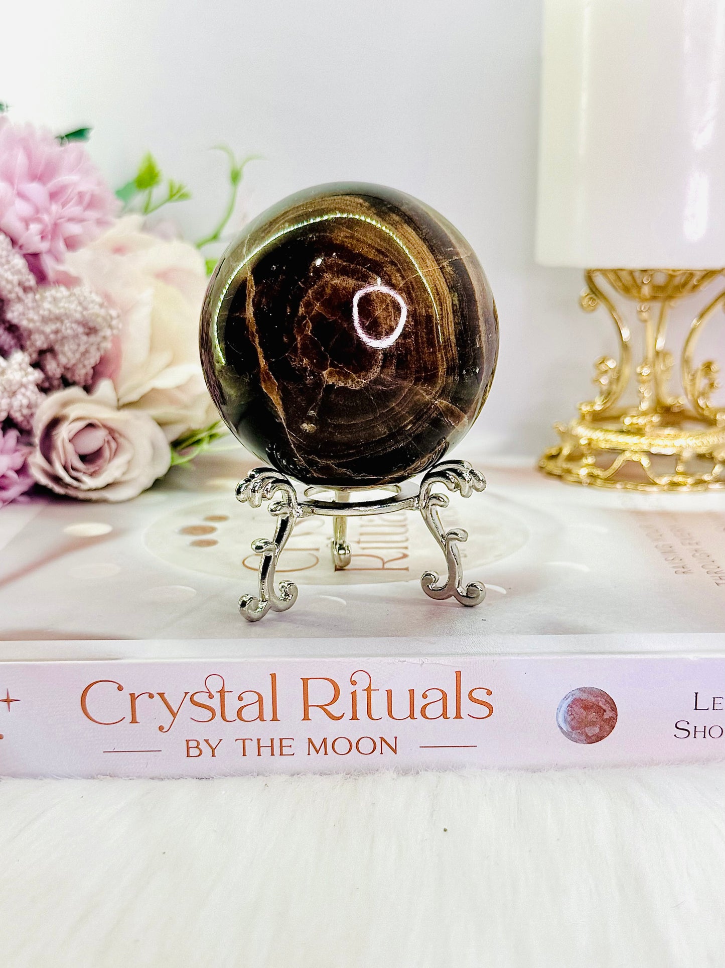 Grounding & Stabilising Stone ~ Gorgeous Chocolate Calcite Sphere 321grams On Stand