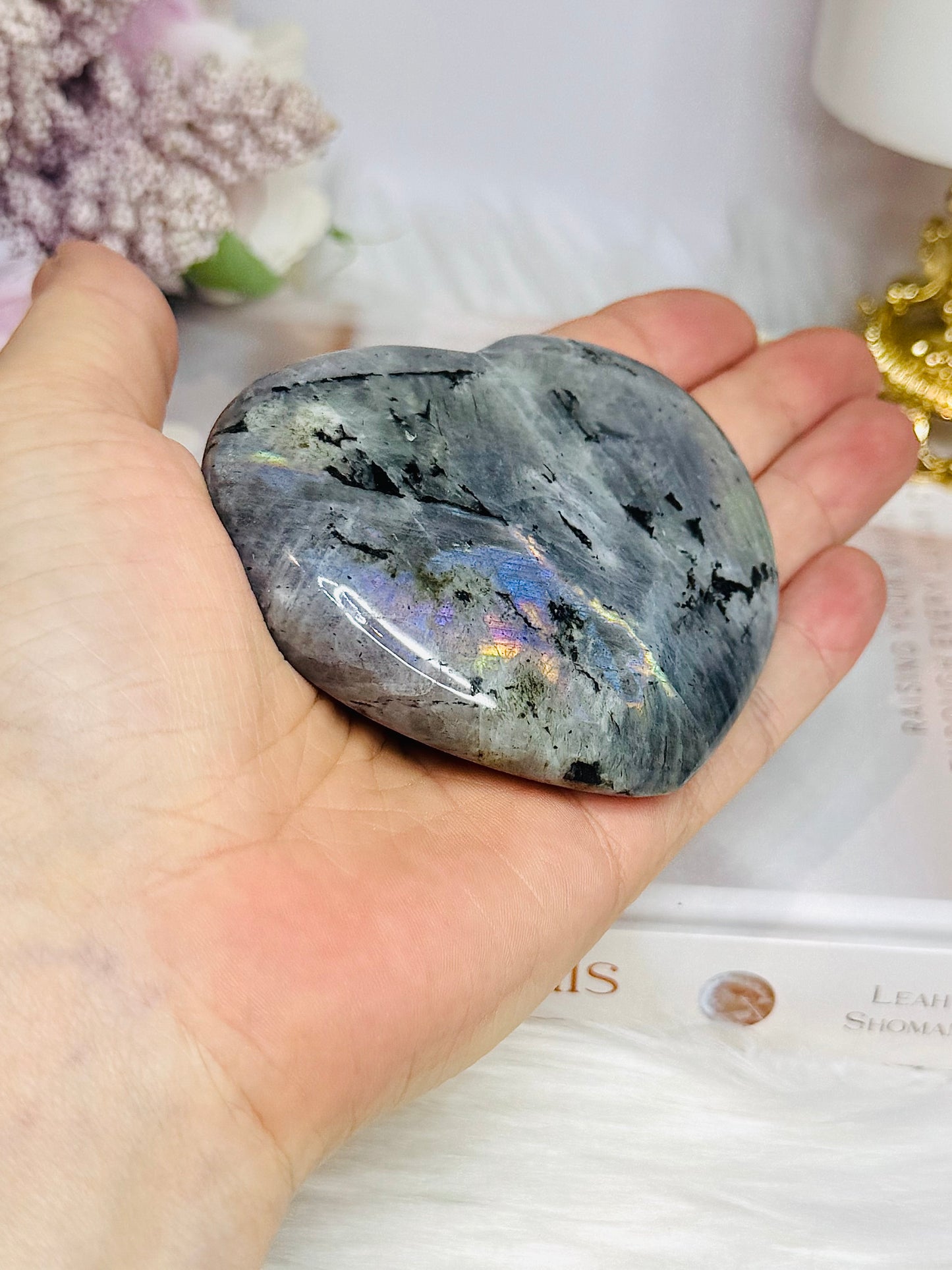 Labradorite Carved Heart 8cm