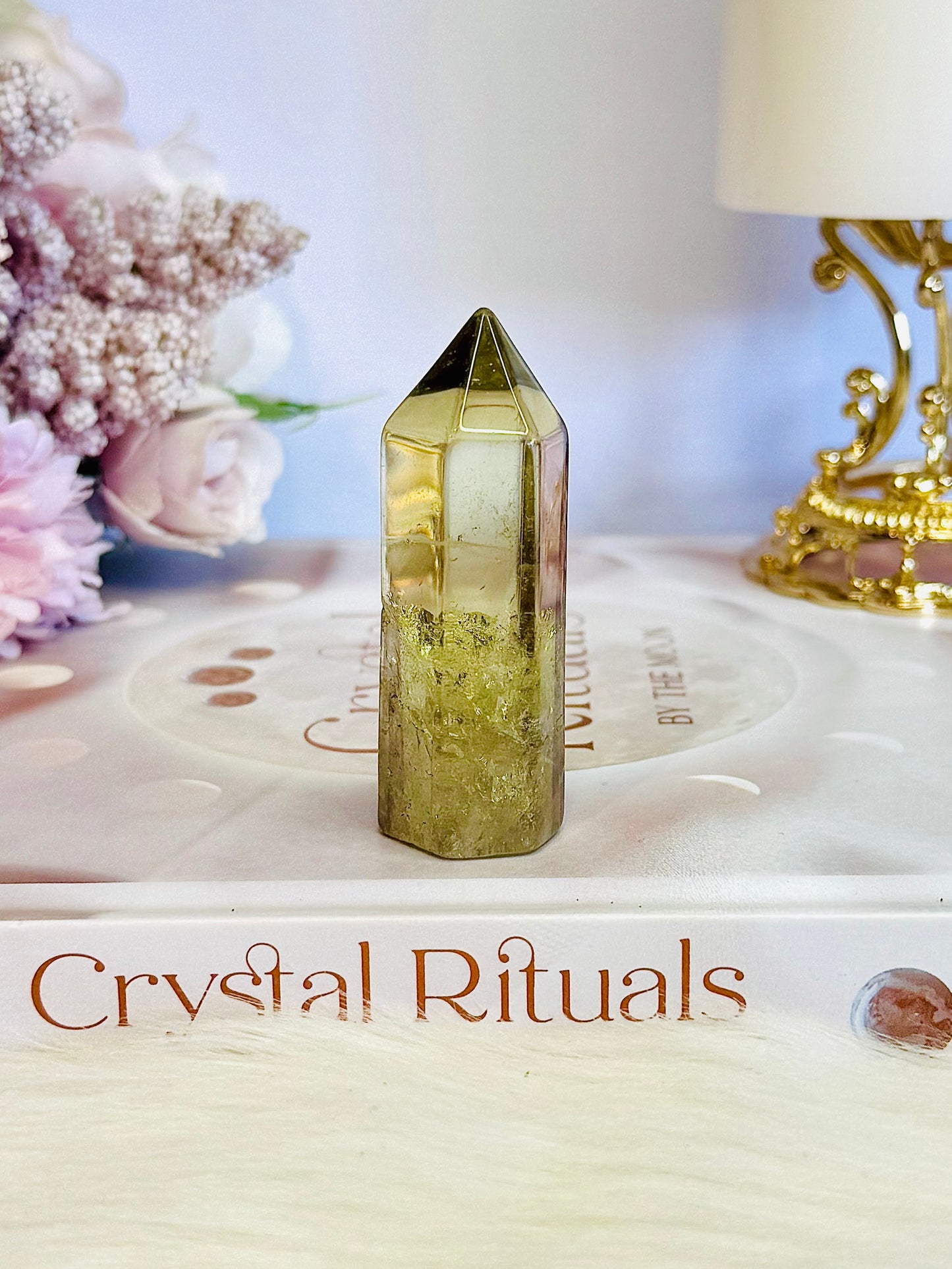 Beautiful 6cm Citrine tower with Rainbows