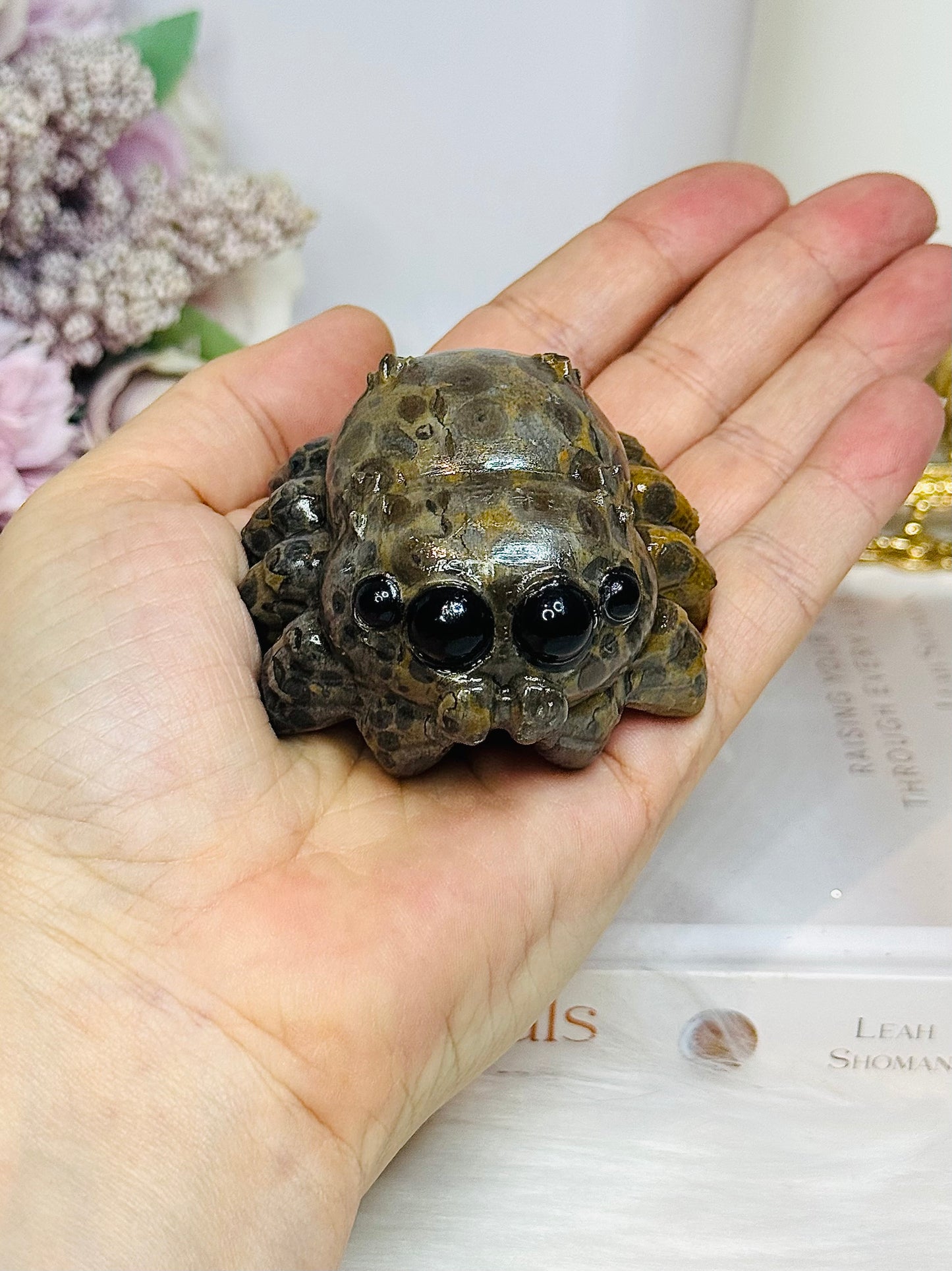 Ocean Jasper Spider Carving 5cm