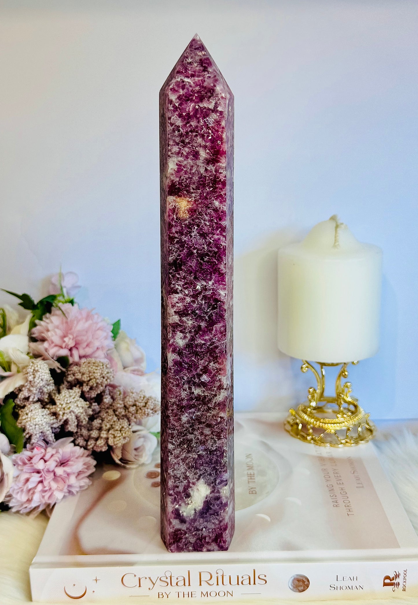 Tall Large 26.5cm Purple Lepidolite Tower