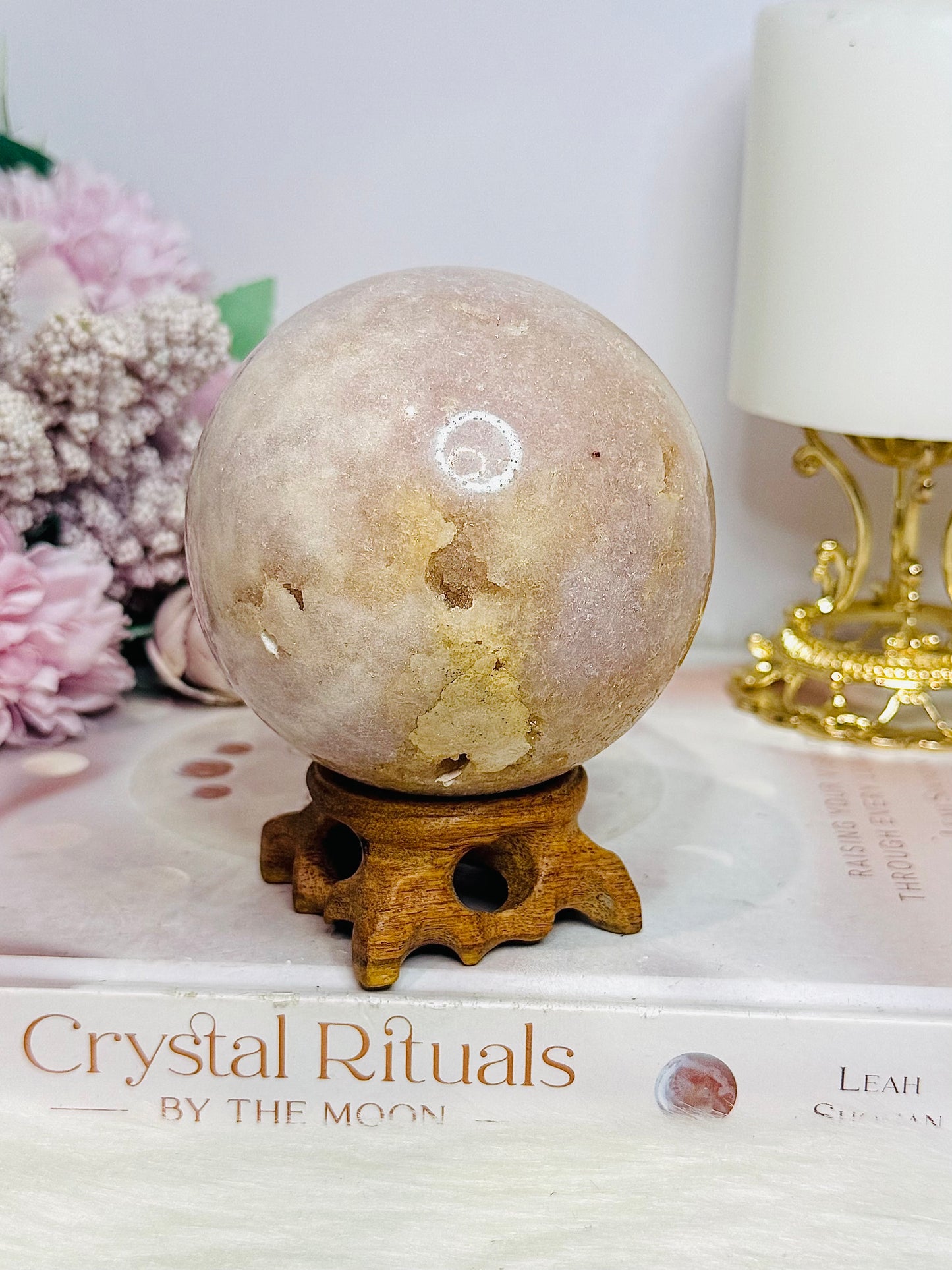 Large Pink Amethyst Druzy Sphere on Stand 610g