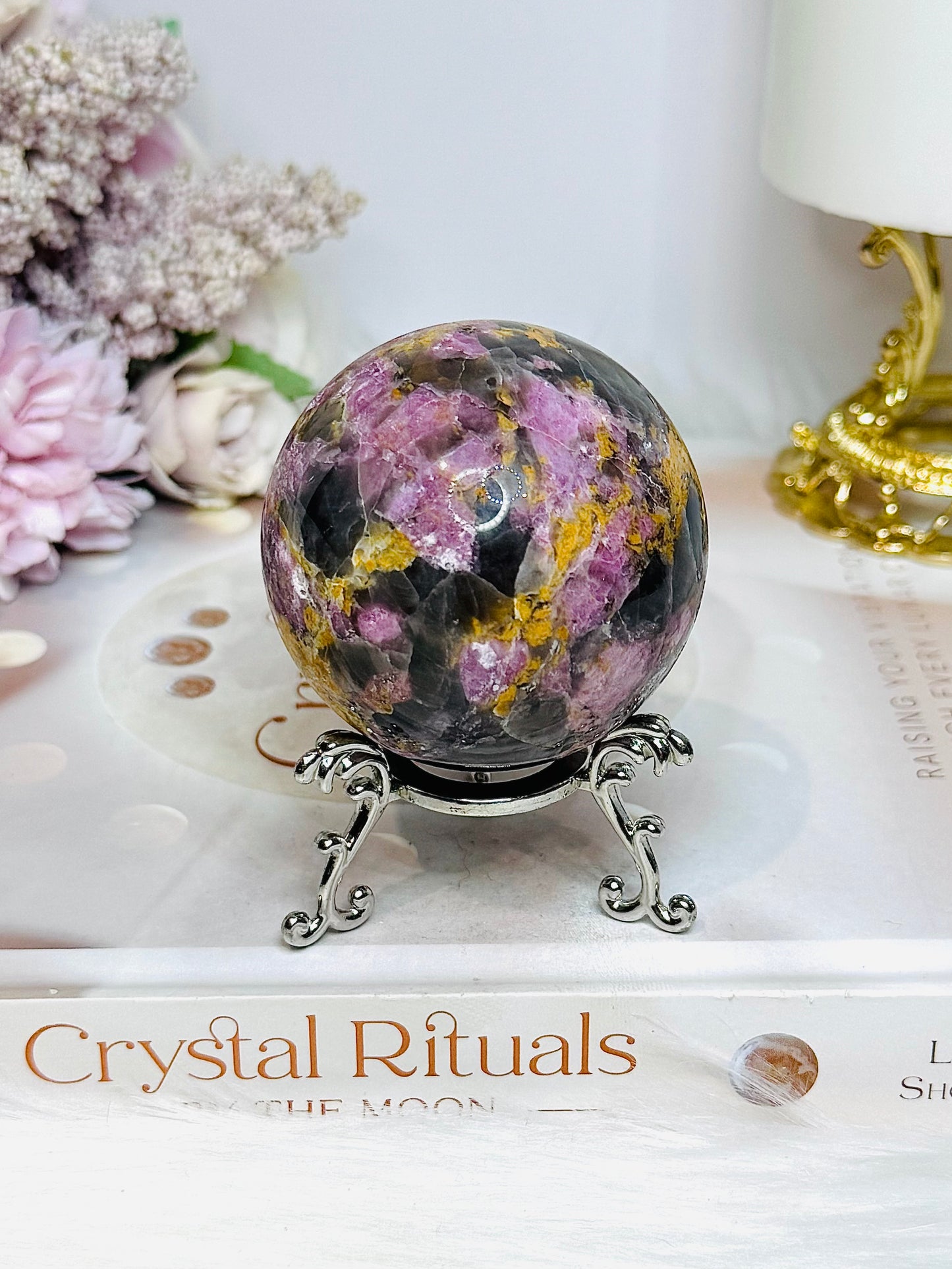 High Grade Pink Tourmaline Sphere on Stand 260g