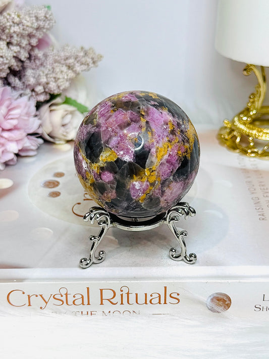 High Grade Pink Tourmaline Sphere on Stand 260g