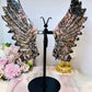 Large Rhodonite Carved Butterfly Wings On Stand 27cm 955g