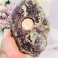 Stunning Large 1.26KG 20cm Amethyst Cluster Candle Holder With Gorgeous Calcite Inclusions From Brazil