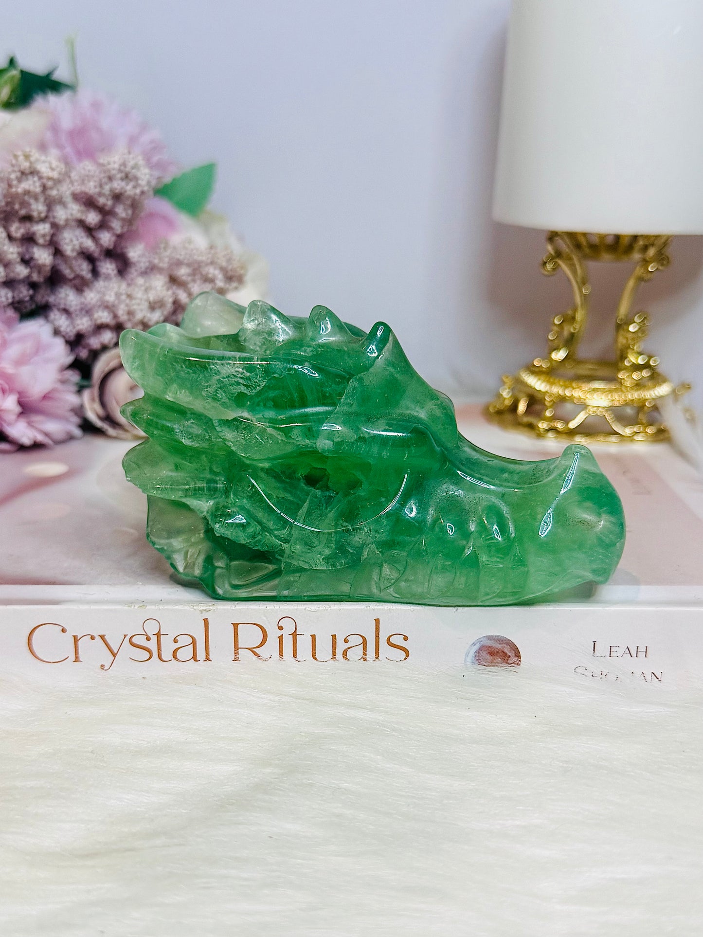 Green Fluorite Carved Dragon 9.5cm 378g