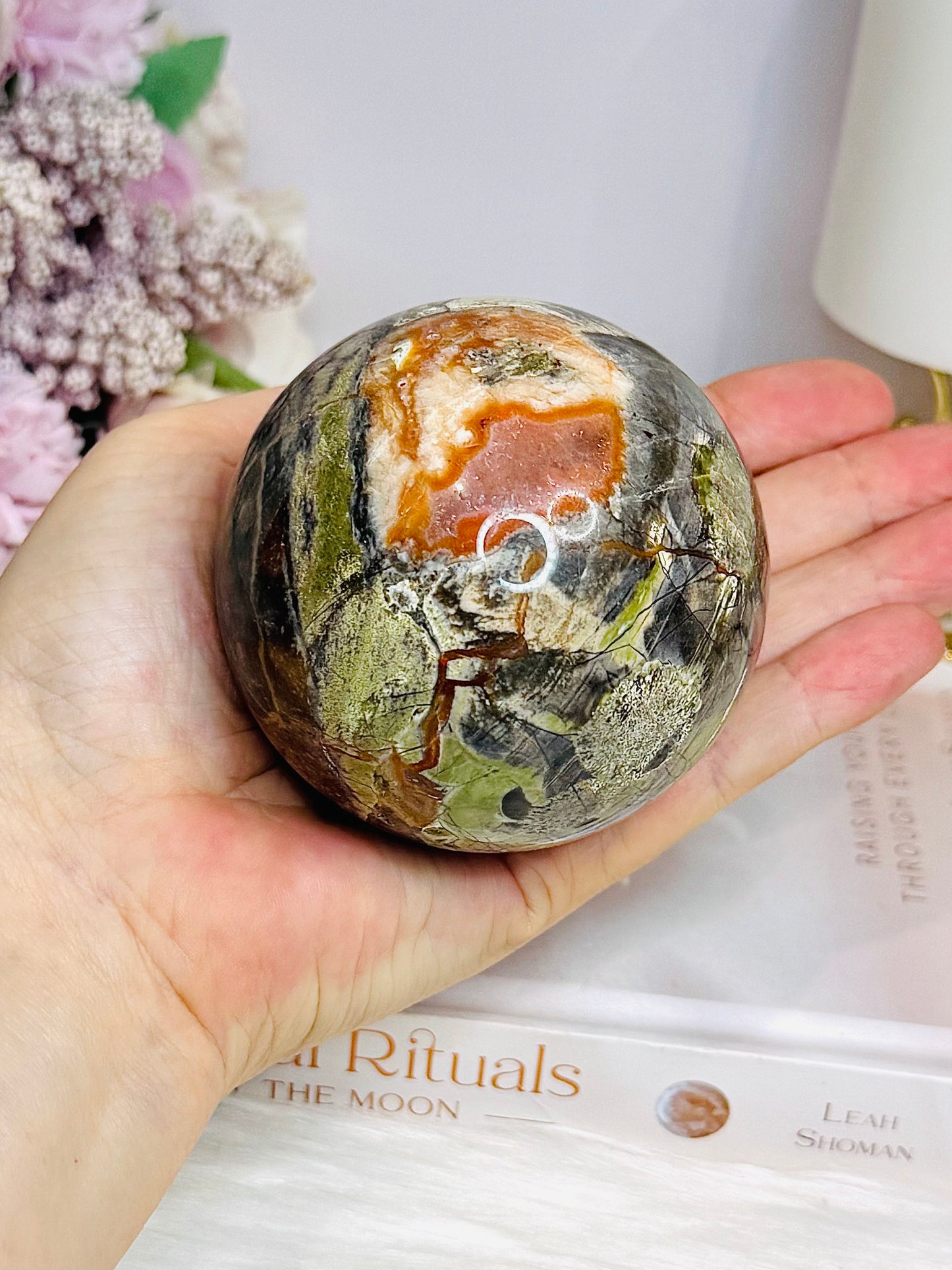 Large Money Agate Sphere on Stand 510g