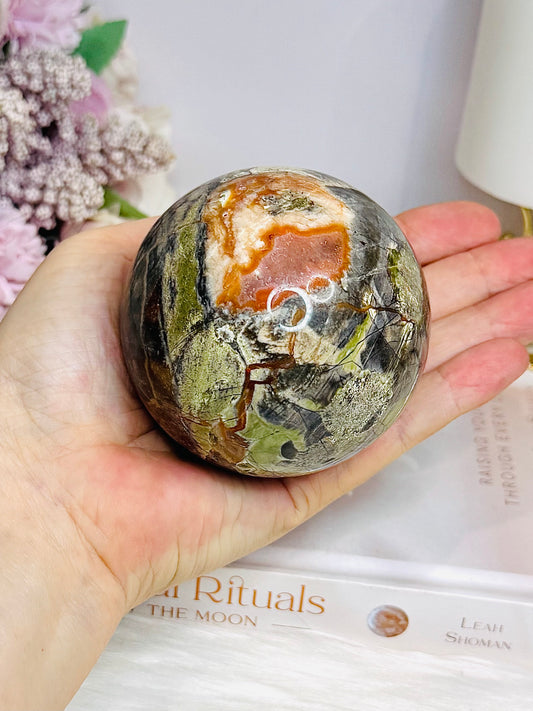 Large Money Agate Sphere on Stand 510g
