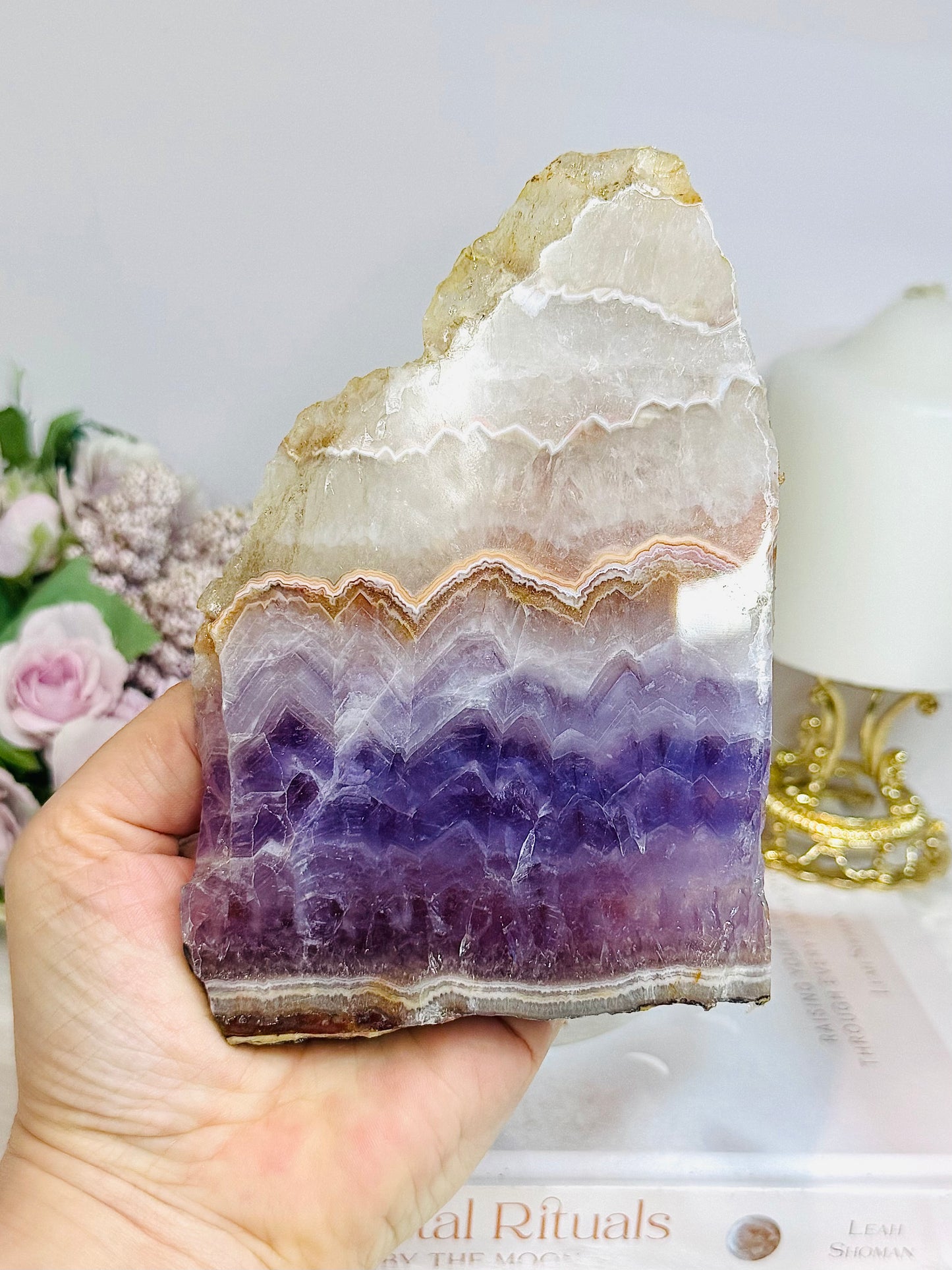Crazy Lace Amethyst Slab on Stand (slab size 14cm)