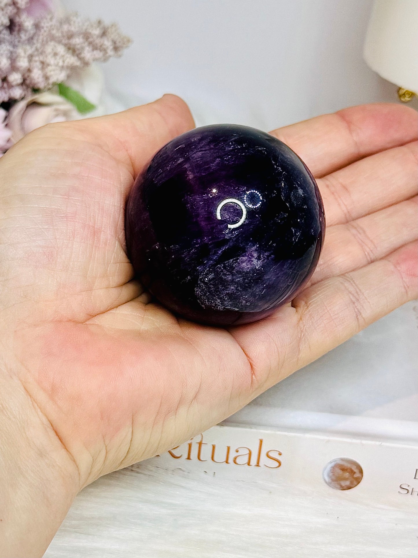 High Grade Purple Fluorite Sphere on Stand 216g