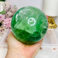 Huge Green Fluorite Sphere with Rainbows On Tall Glass Stand 1.4KG (stand can be changed)