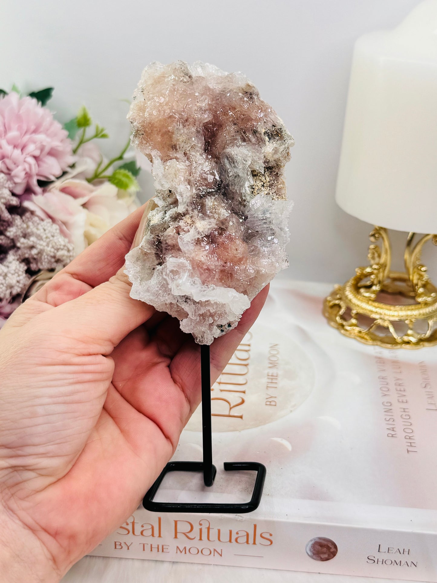 Natural Zeolite / Flower Amethyst Freeform on Stand 16cm