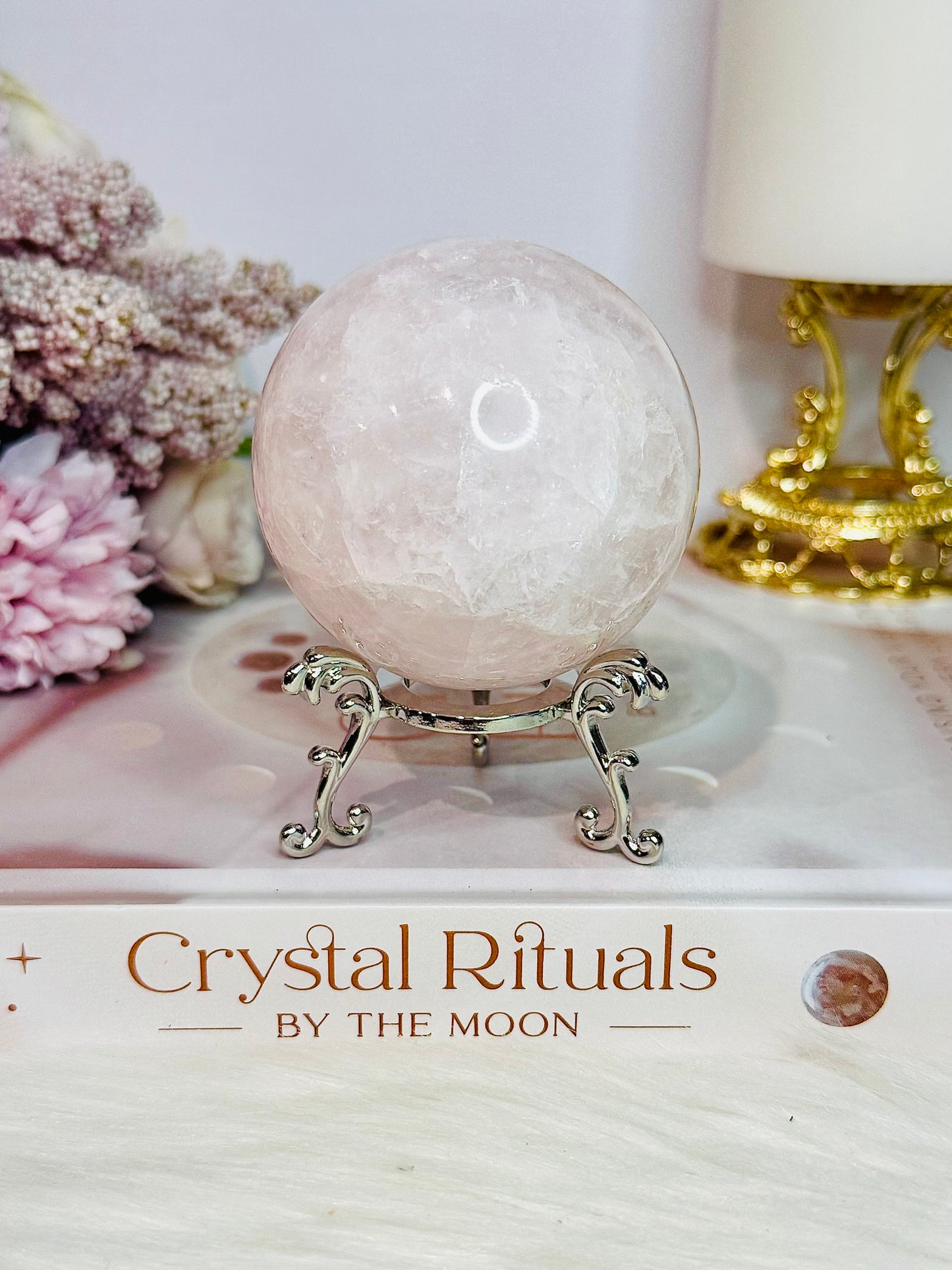 Natural Rose Quartz Sphere On Stand 302grams