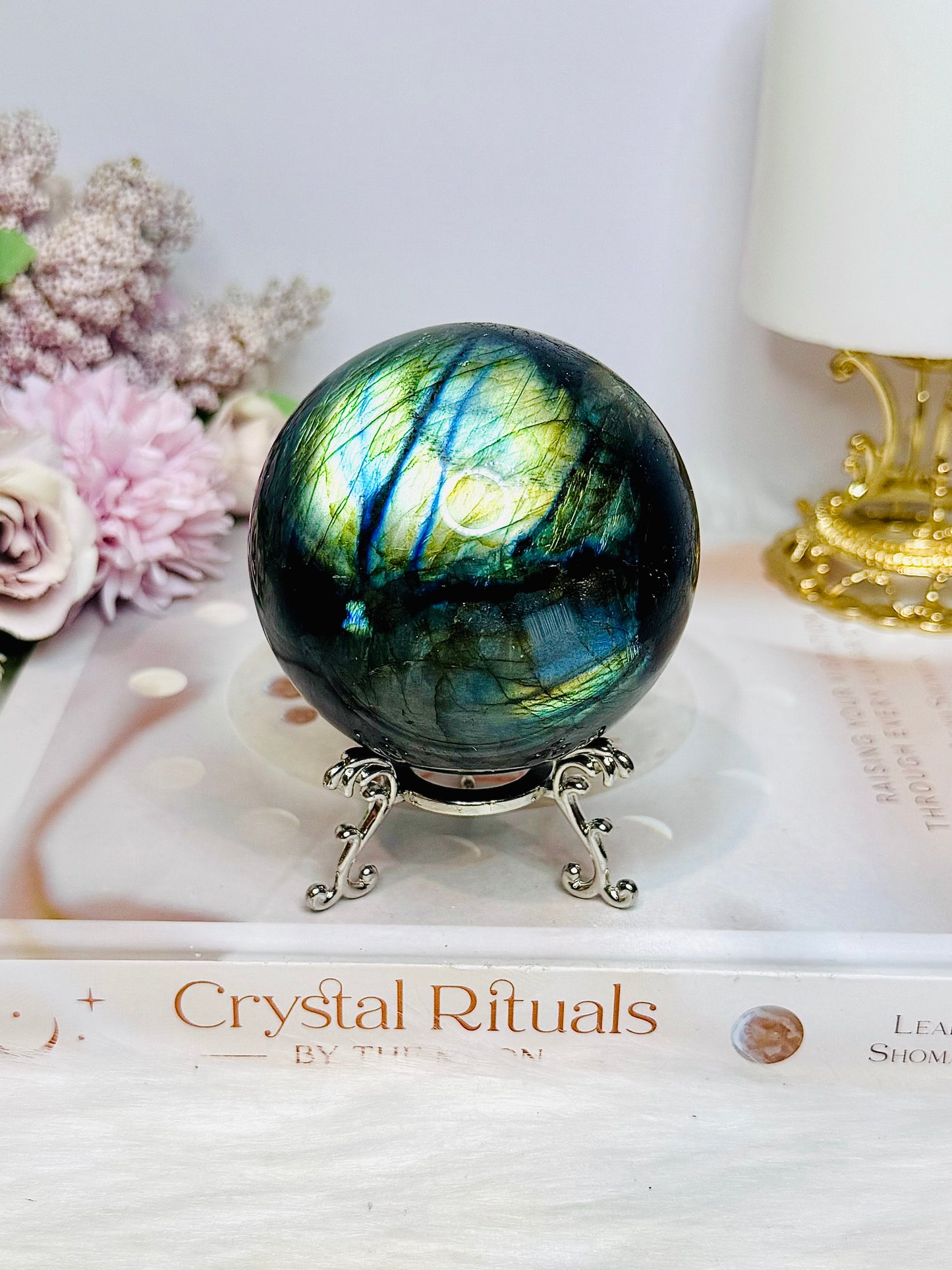 Large Labradorite Sphere on Stand 520g